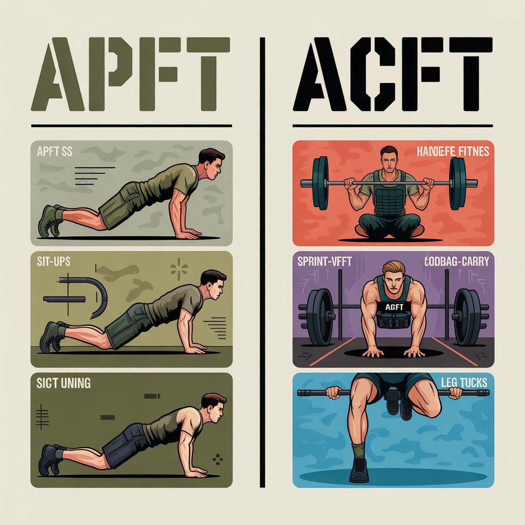 Comparison of ACFT vs APFT vs AFT Army fitness tests