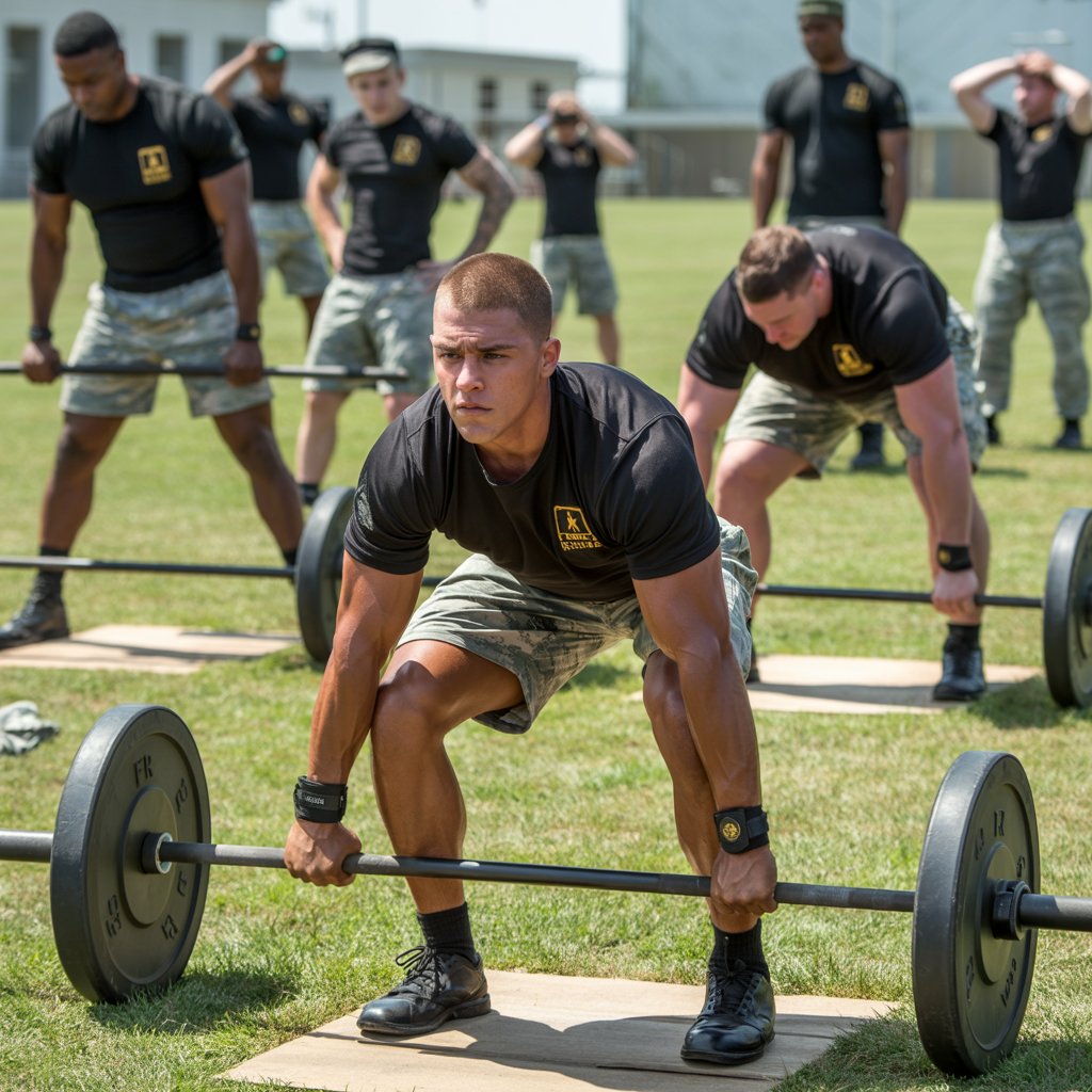 U.S. Army Soldiers performing the Army Fitness Test during training, demonstrating acft standards close combat MOS readiness