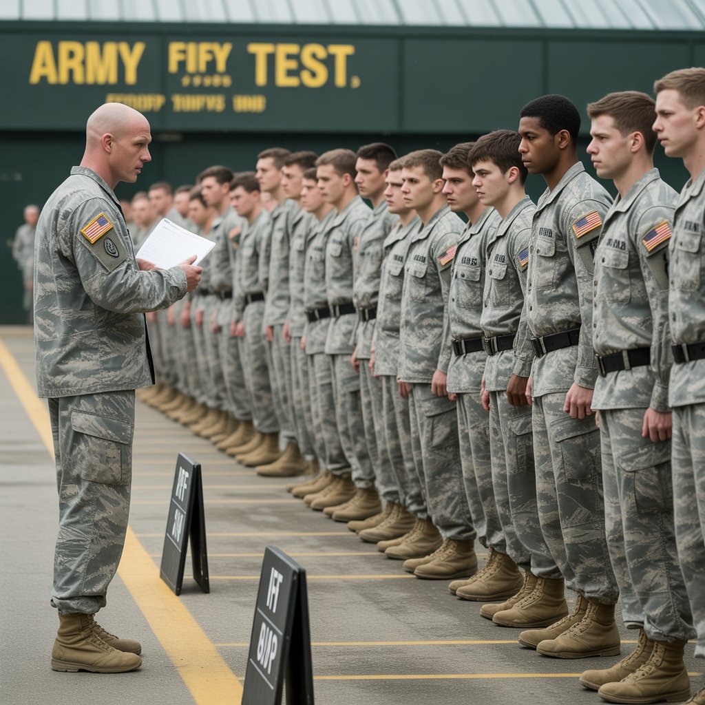 U.S. Army Soldiers receiving instructions for the Army Fitness Test, showing the transition from ACFT to AFT standards