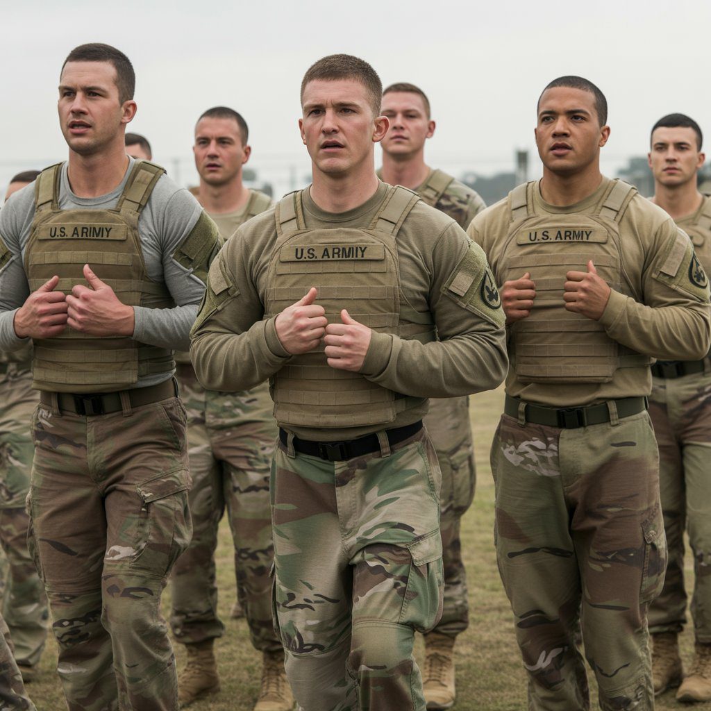 U.S. Army Soldiers conducting organized physical training to meet acft standards close combat MOS readiness goals