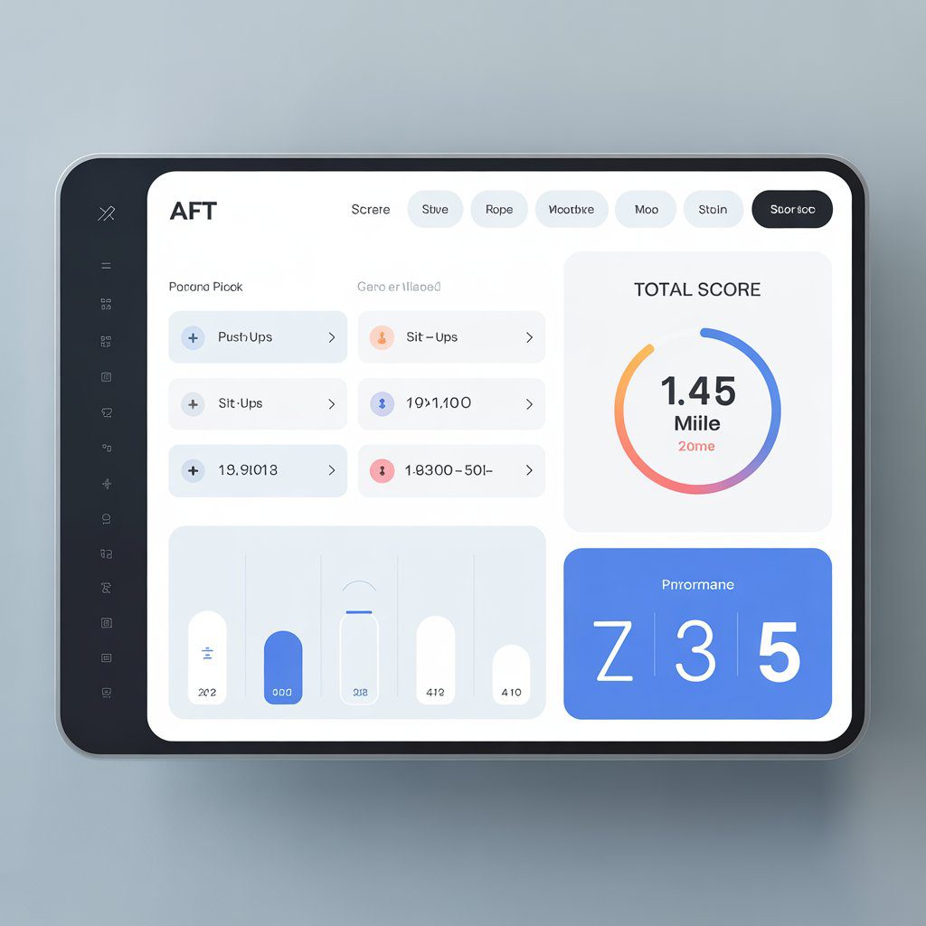 aft socring calculator interface showing push ups sit ups and running time score calculation