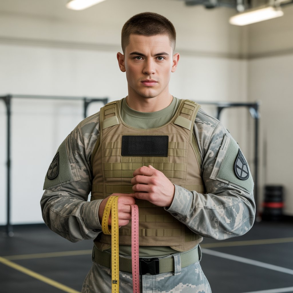 Army soldier holding a measuring tape for body fat assessment using the army calculator for body fat

